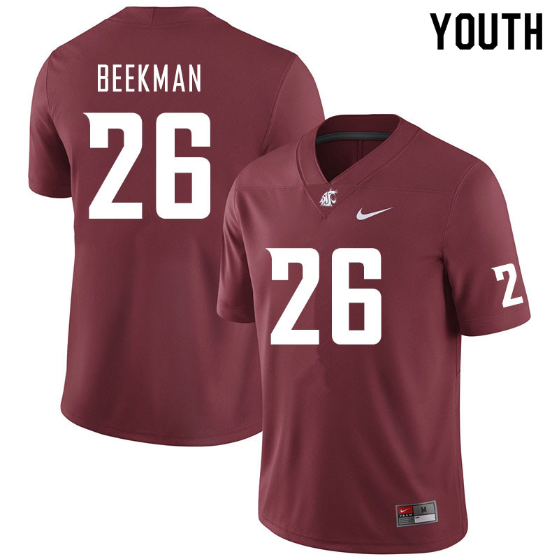 Youth #26 Bryce Beekman Washington State Cougars College Football Jerseys Sale-Crimson - Click Image to Close